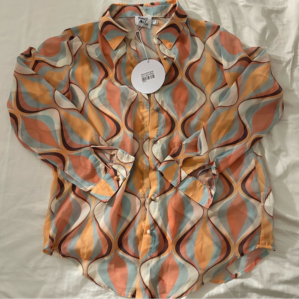 Princess Polly Swirl Print Button-Up Shirt